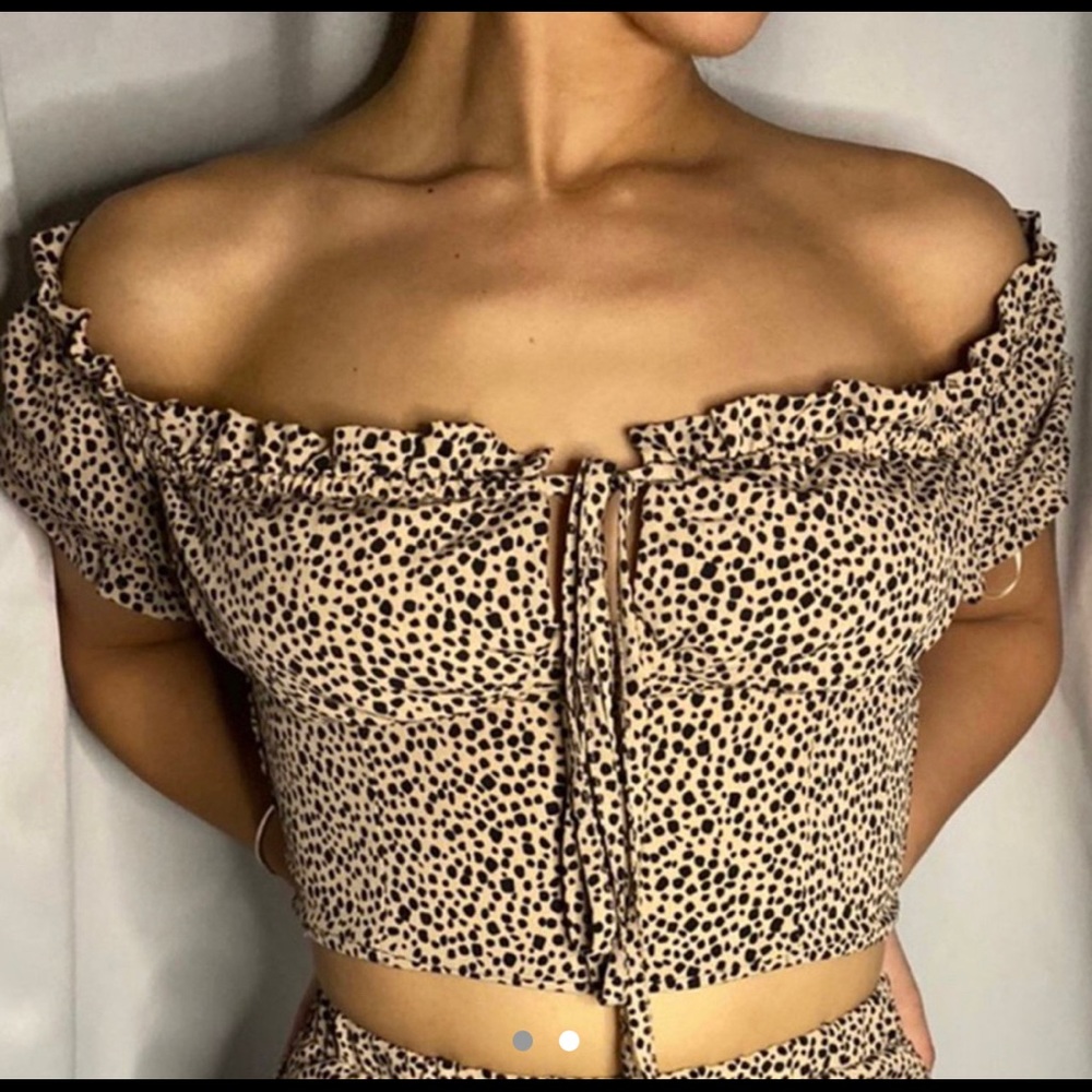cheetah off the shoulder shirt